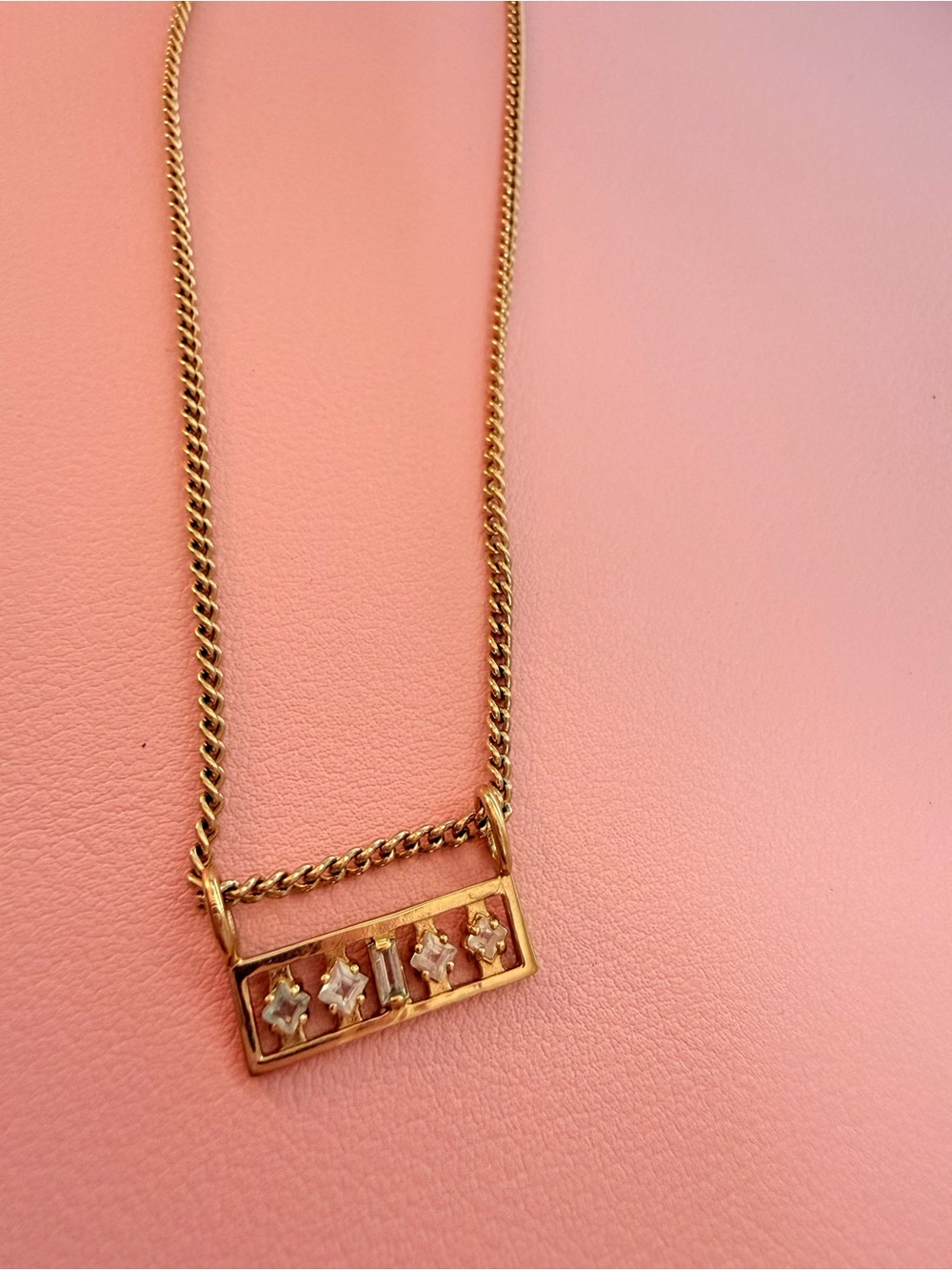Gold-Tone Pendant Necklace with Five Crystal Accents - Women's Jewelry